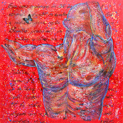 the "Selfportrait" is a contemporary painting made by the Artist Cesare Catania. It's made by oil paintings, acrylics and resins on canvas.