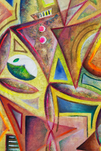 The Harlequins (C Version) is a contemporary art tapestry made by the italian painter and sculptor Cesare Catania. It's a mix of cubism and informal art.