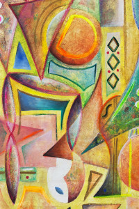 The Harlequins (C Version) is a contemporary art tapestry made by the italian painter and sculptor Cesare Catania. It's a mix of cubism and informal art.