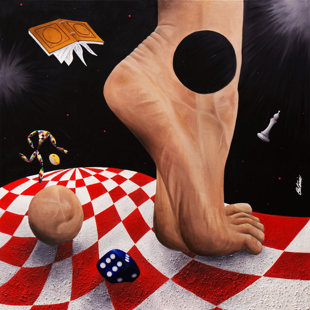" Arlecchino nella terra dei giganti " è un'opera di arte contemporanea dell'artista Cesare Catania