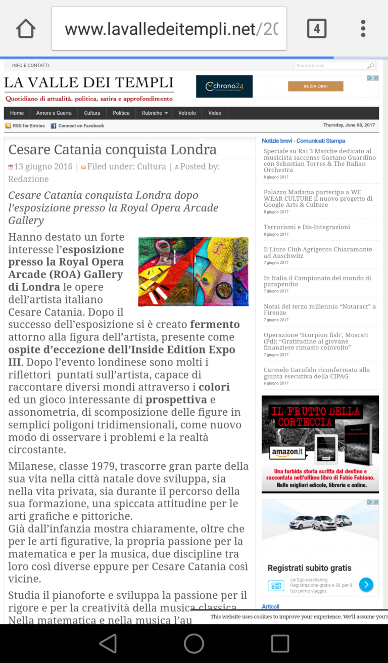 Cesare Catania espone a Londra e conquista la critica internazionale